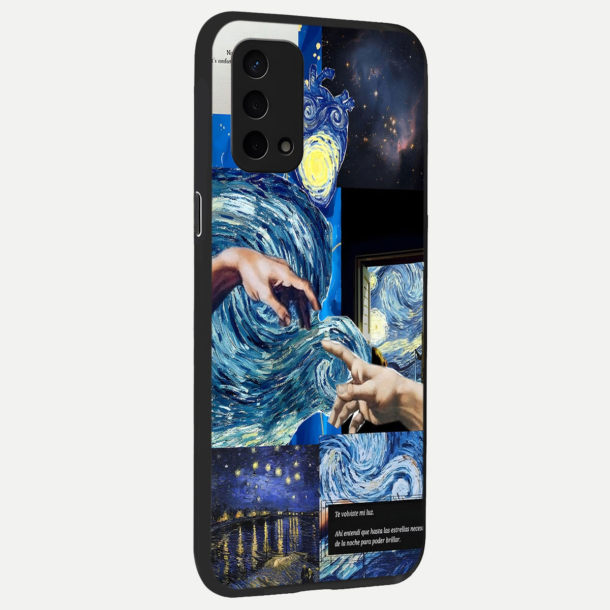  Aesthetic Vando Hands back cover For Oppo A74 5G slim fit glass case with vibrant aesthetic design