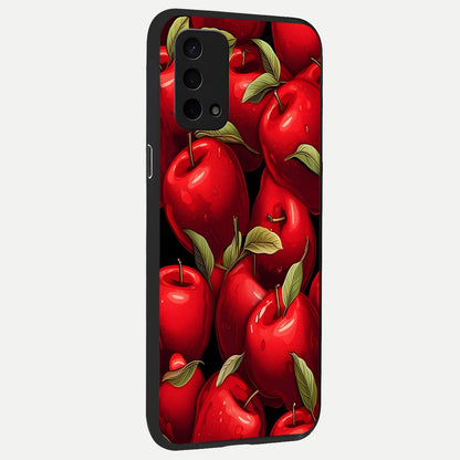  Apple Pattern back cover For Oppo A74 5G slim fit glass case with vibrant aesthetic design