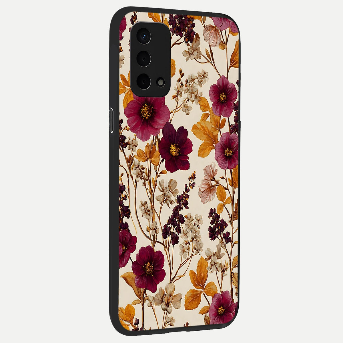  Autumn Wine Bloom back cover For Oppo A74 5G slim fit glass case with vibrant aesthetic design