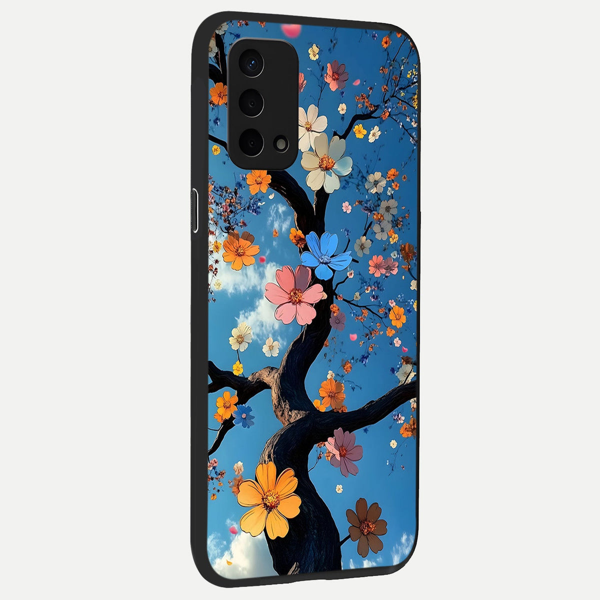  Blossom Dream Sky back cover For Oppo A74 5G slim fit glass case with vibrant aesthetic design