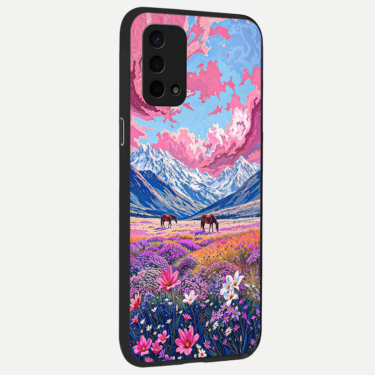  Blossom Valley Dream back cover For Oppo A74 5G slim fit glass case with vibrant aesthetic design