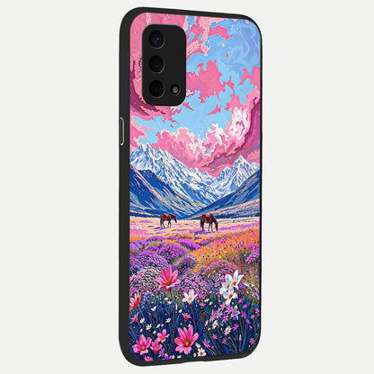  Blossom Valley Dream back cover For Oppo A74 5G slim fit glass case with vibrant aesthetic design