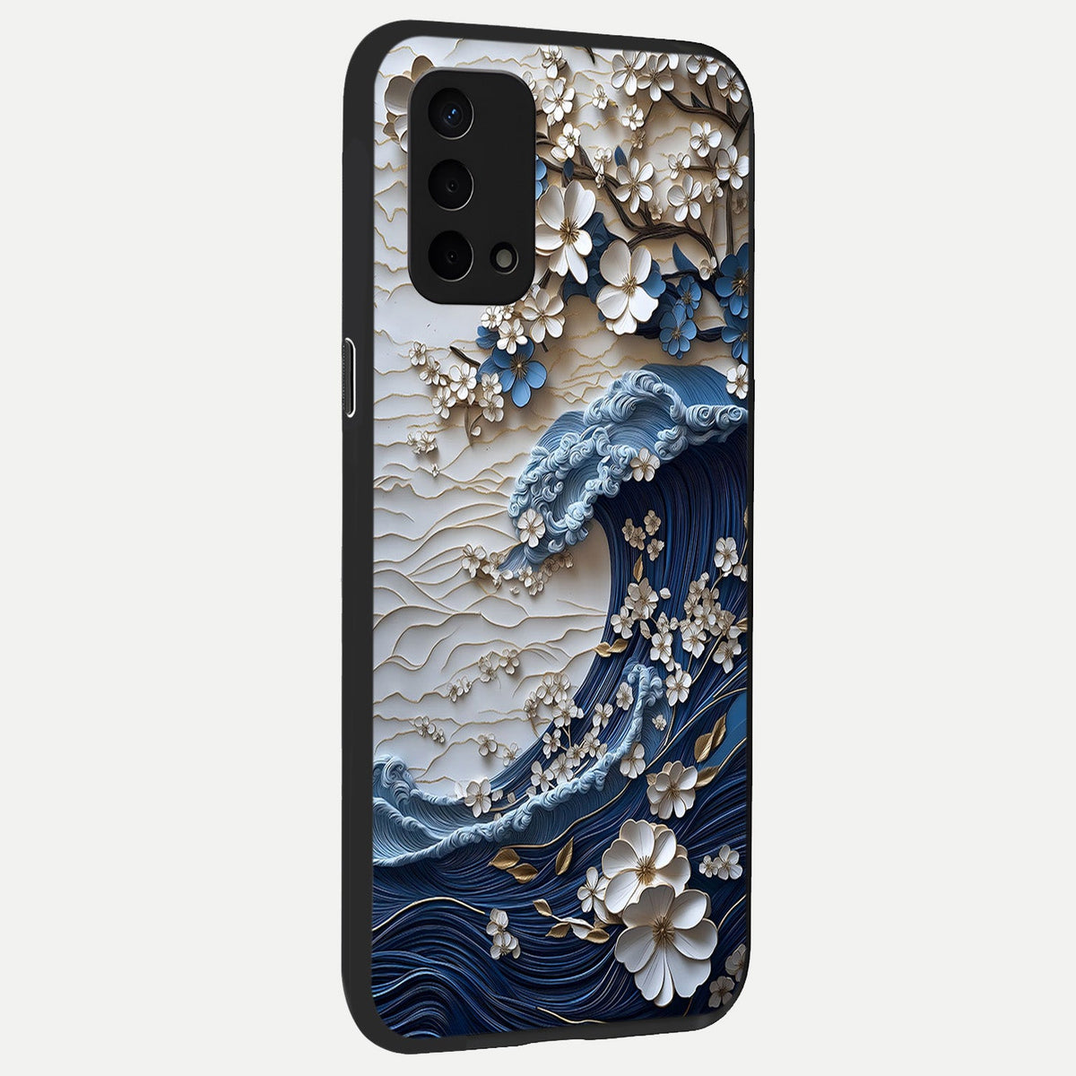  Blossom Wave Art back cover For Oppo A74 5G slim fit glass case with vibrant aesthetic design