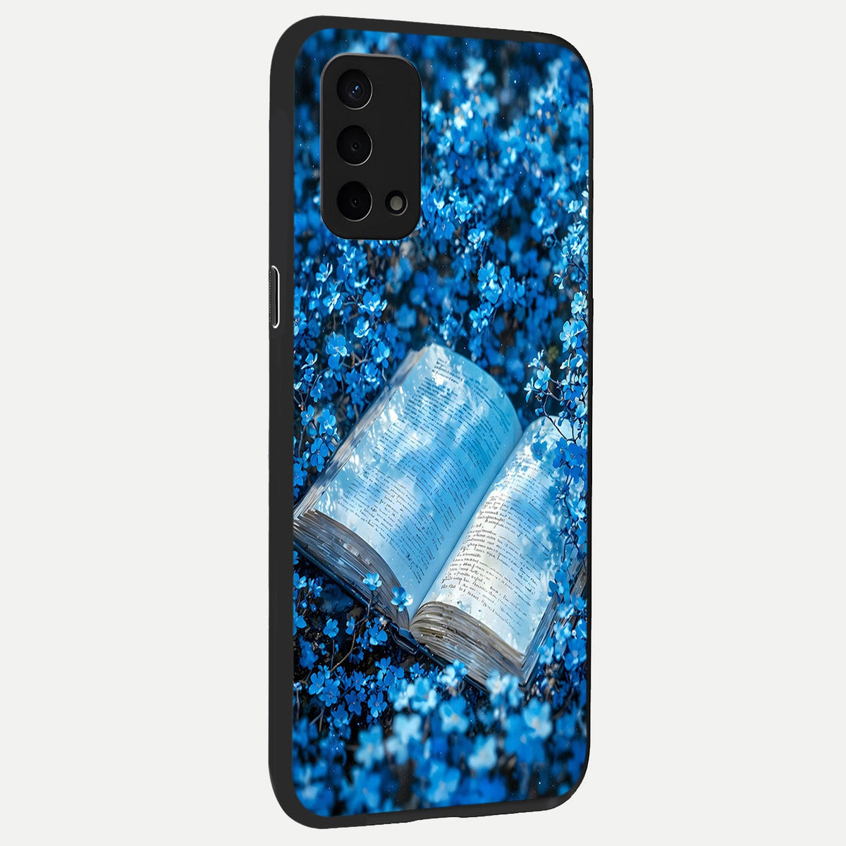  Blue Bloom Tales back cover For Oppo A74 5G slim fit glass case with vibrant aesthetic design