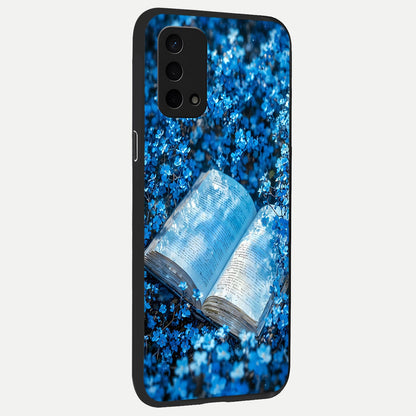  Blue Bloom Tales back cover For Oppo A74 5G slim fit glass case with vibrant aesthetic design