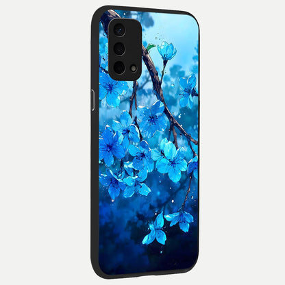  Blue Blossoms Branch back cover For Oppo A74 5G slim fit glass case with vibrant aesthetic design