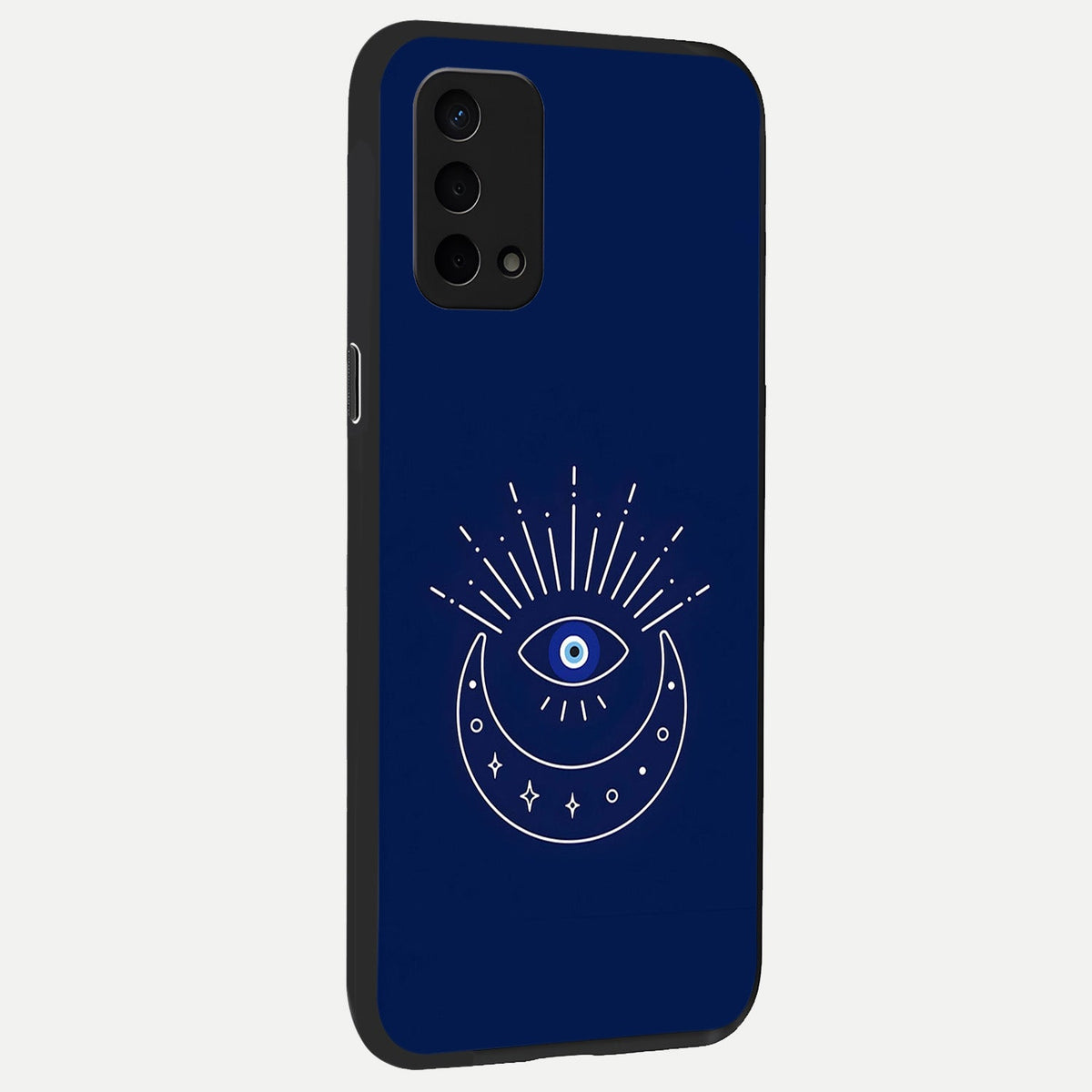  Blue Evil Eye back cover For Oppo A74 5G slim fit glass case with vibrant aesthetic design