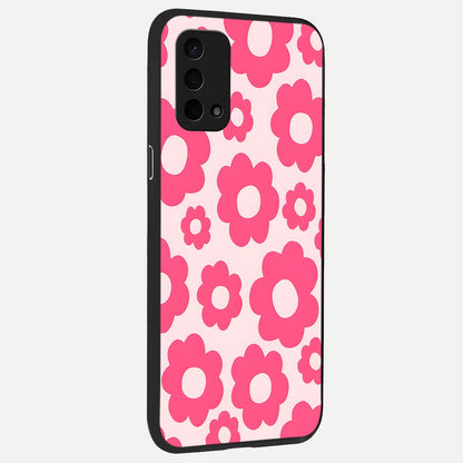  Blush Flower Pop back cover For Oppo A74 5G slim fit glass case with vibrant aesthetic design
