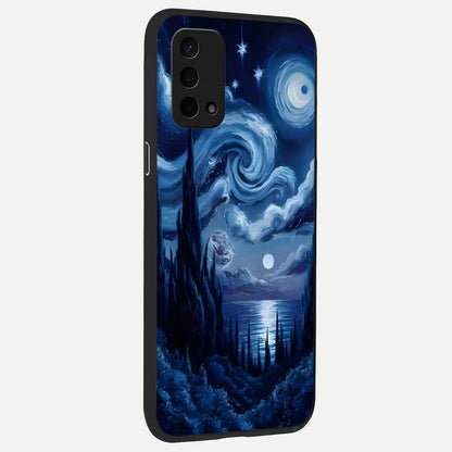  Celestial Dream Van Gogh back cover For Oppo A74 5G slim fit glass case with vibrant aesthetic design
