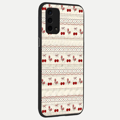  Cherry Bloom Charm back cover For Oppo A74 5G slim fit glass case with vibrant aesthetic design