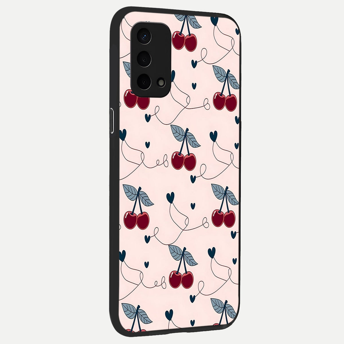  Cherry Heart Line back cover For Oppo A74 5G slim fit glass case with vibrant aesthetic design