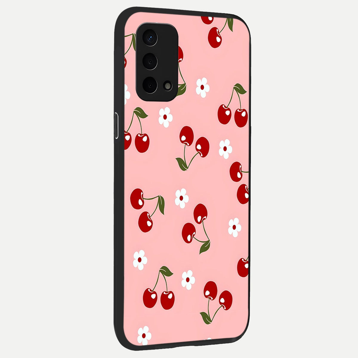  Cherry Love Mood back cover For Oppo A74 5G slim fit glass case with vibrant aesthetic design