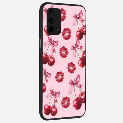  Cherry With Lips back cover For Oppo A74 5G slim fit glass case with vibrant aesthetic design