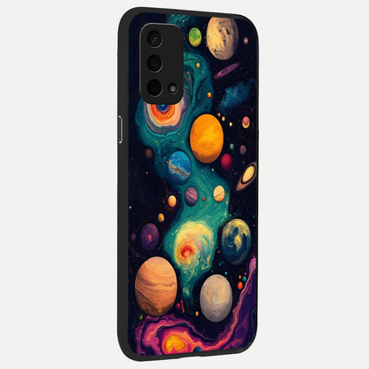  Cosmic Planet Journey back cover For Oppo A74 5G slim fit glass case with vibrant aesthetic design