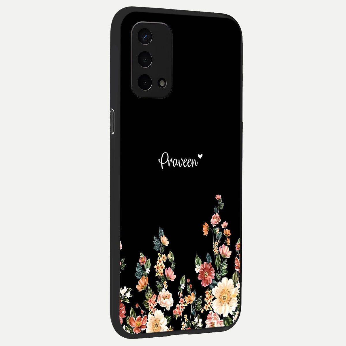  Floral Design Personalized Custom Name back cover For Oppo A74 5G slim fit glass case with vibrant aesthetic design