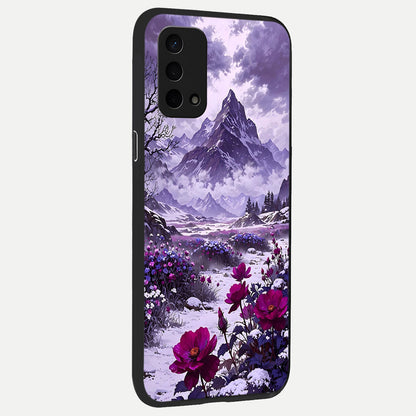  Flower Mountain View back cover For Oppo A74 5G slim fit glass case with vibrant aesthetic design
