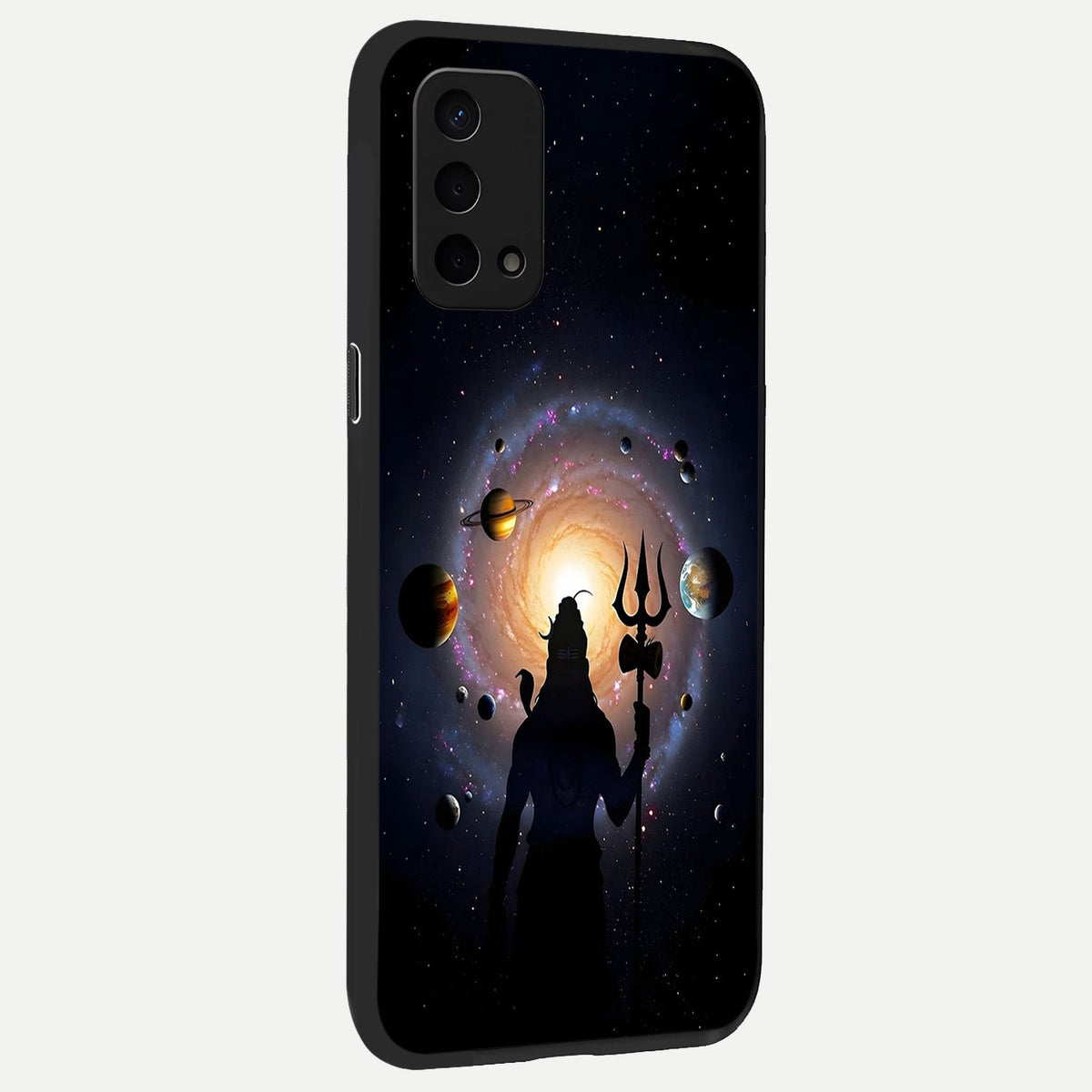  Galactic Shiva Vision back cover For Oppo A74 5G slim fit glass case with vibrant aesthetic design