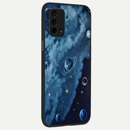  Galaxy Dream Space back cover For Oppo A74 5G slim fit glass case with vibrant aesthetic design