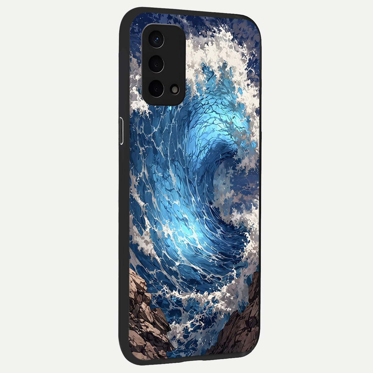  Giant Ocean Wave back cover For Oppo A74 5G slim fit glass case with vibrant aesthetic design
