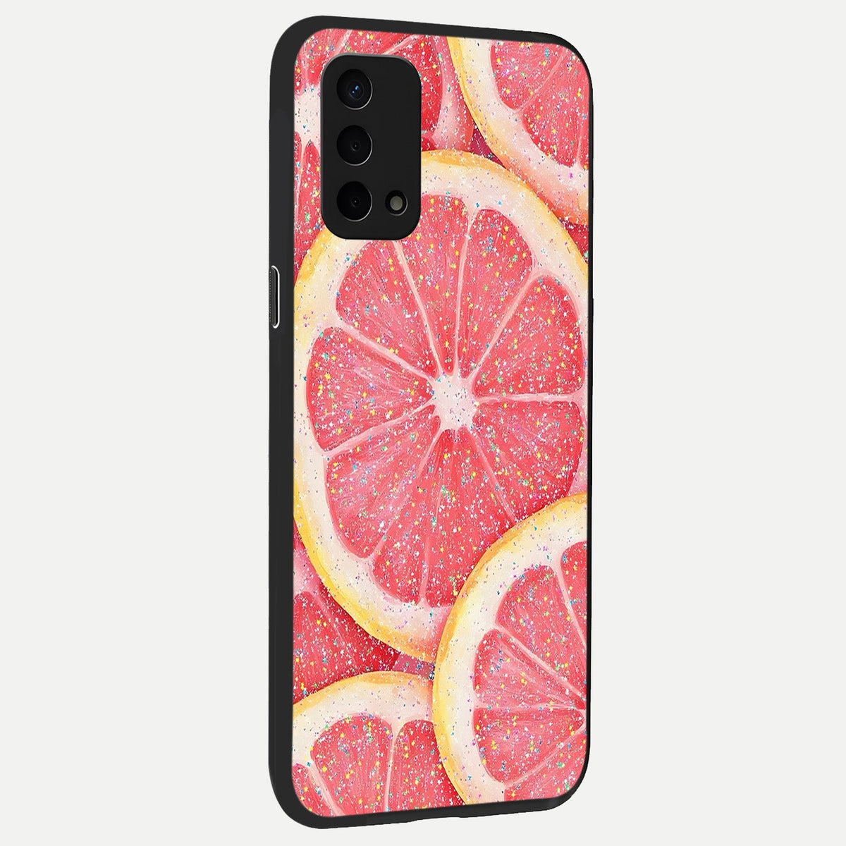  Glitter Grapefruit back cover For Oppo A74 5G slim fit glass case with vibrant aesthetic design