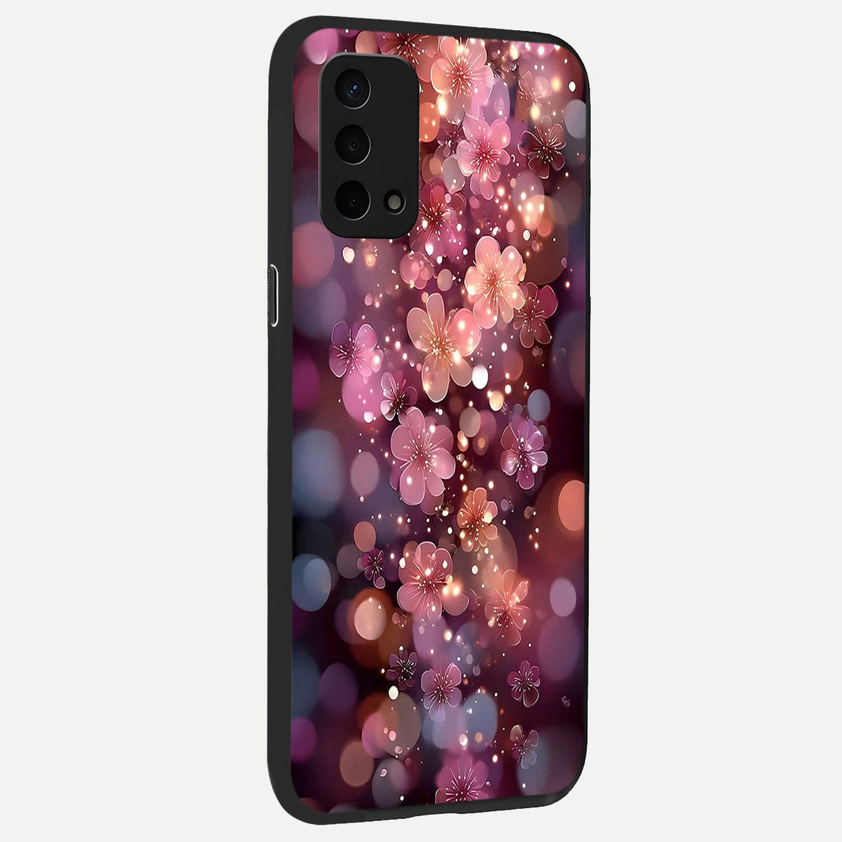  Glowing Petal Bliss back cover For Oppo A74 5G slim fit glass case with vibrant aesthetic design