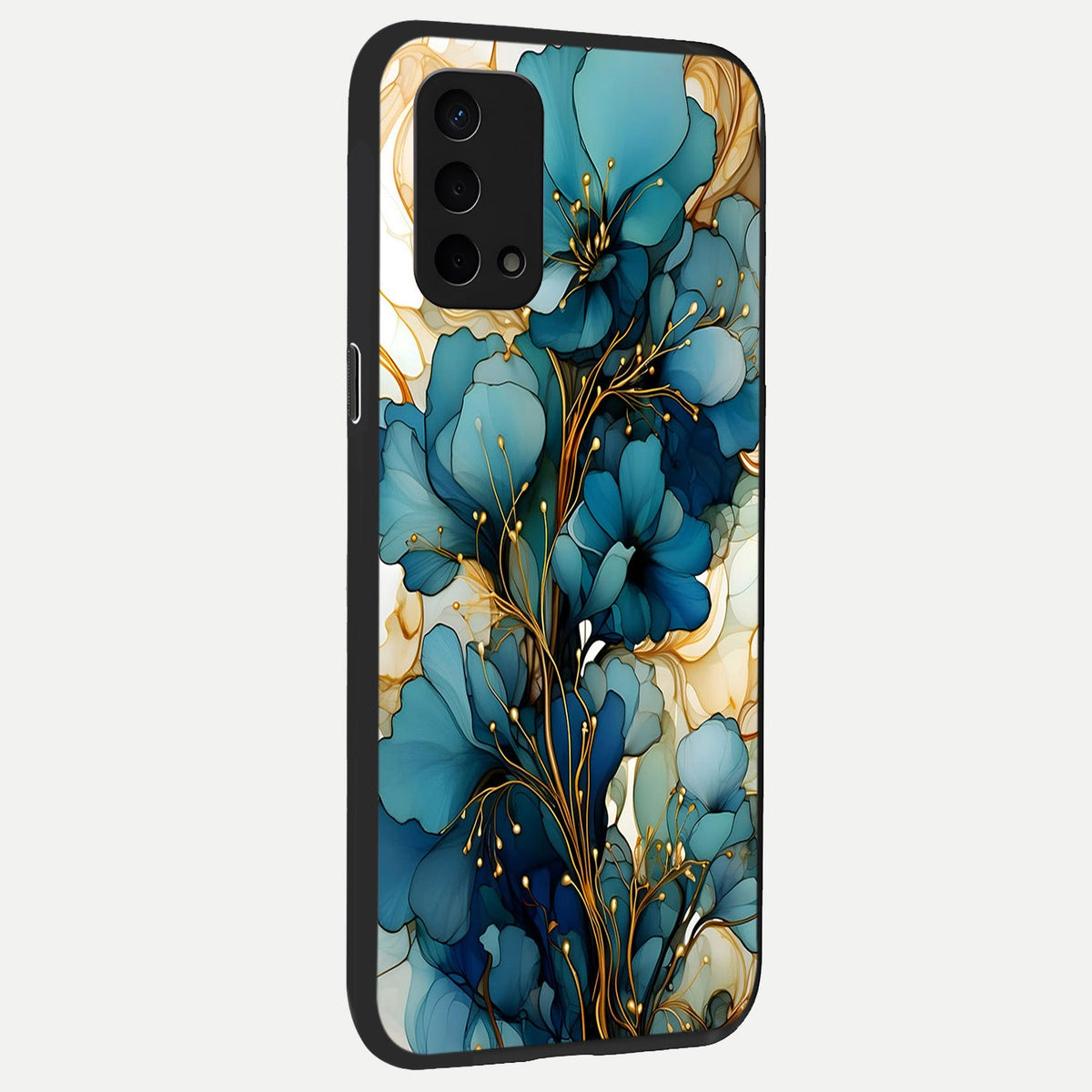  Golden Bloom Symphony back cover For Oppo A74 5G slim fit glass case with vibrant aesthetic design
