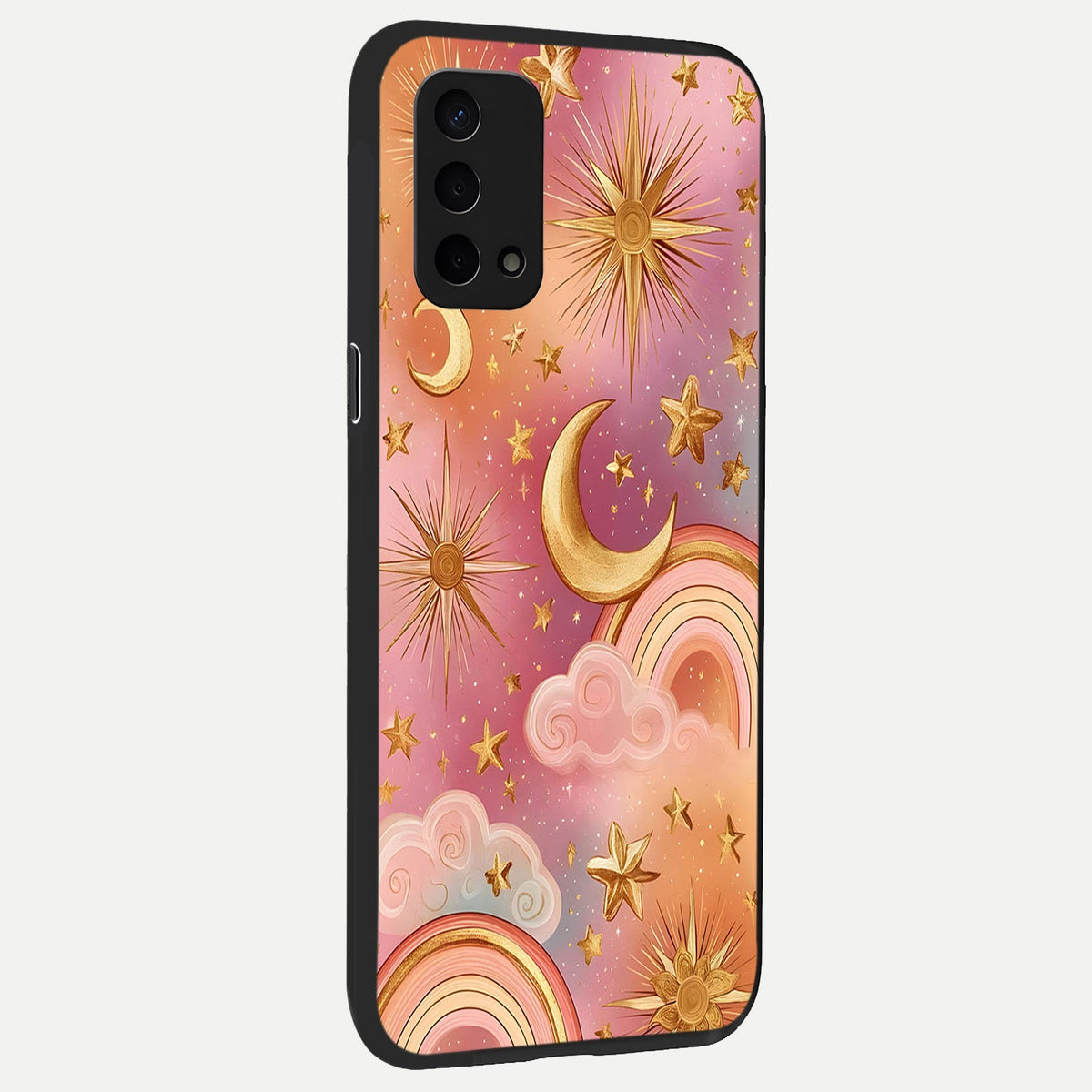  Golden Celestial Dreams back cover For Oppo A74 5G slim fit glass case with vibrant aesthetic design