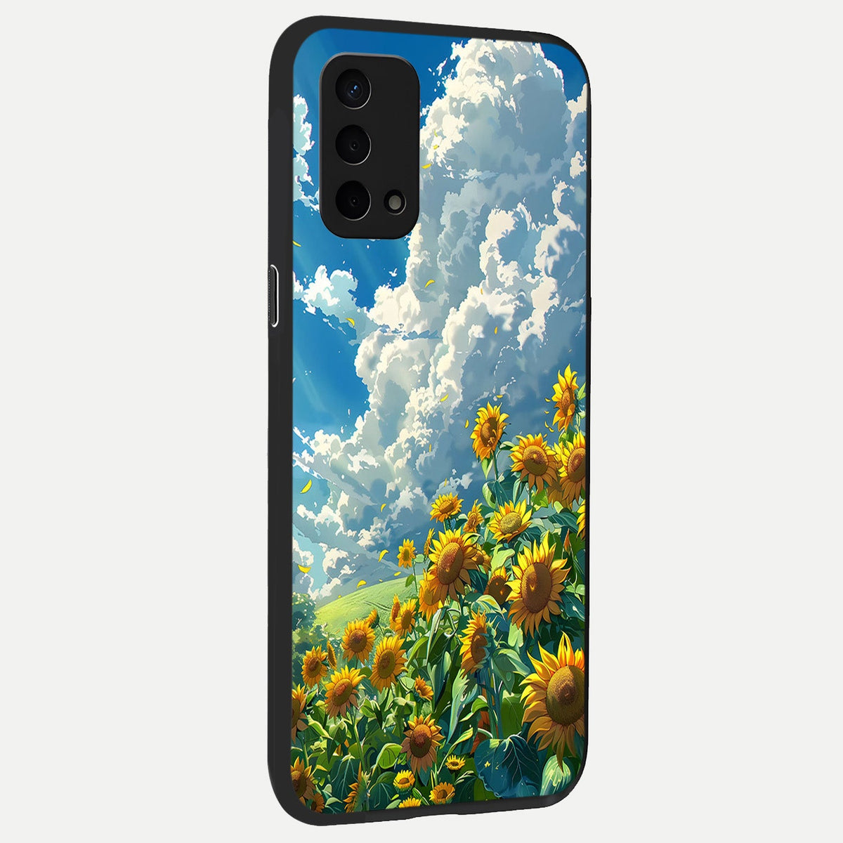  Golden Sun Glory back cover For Oppo A74 5G slim fit glass case with vibrant aesthetic design