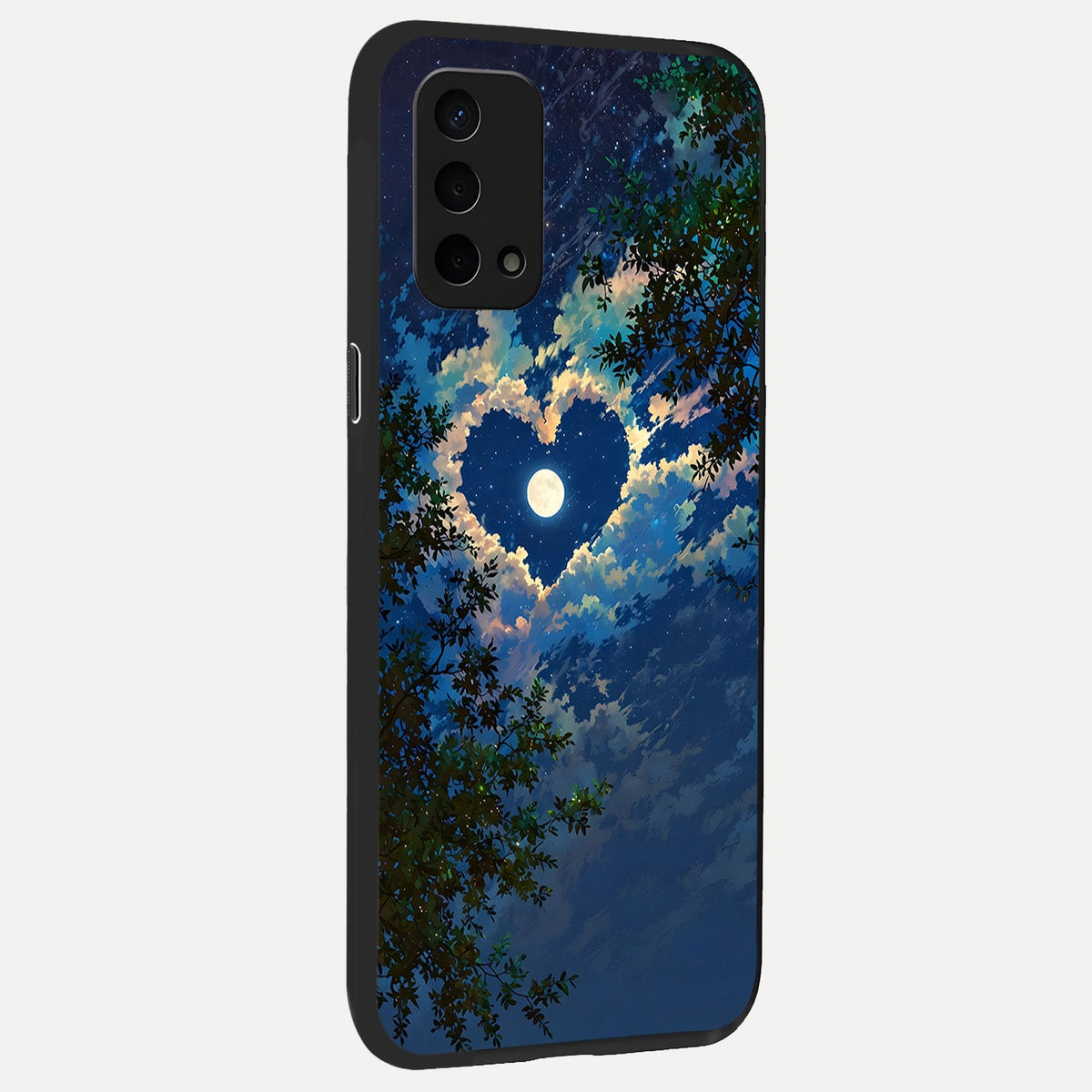  Heart With Moon Sky back cover For Oppo A74 5G slim fit glass case with vibrant aesthetic design