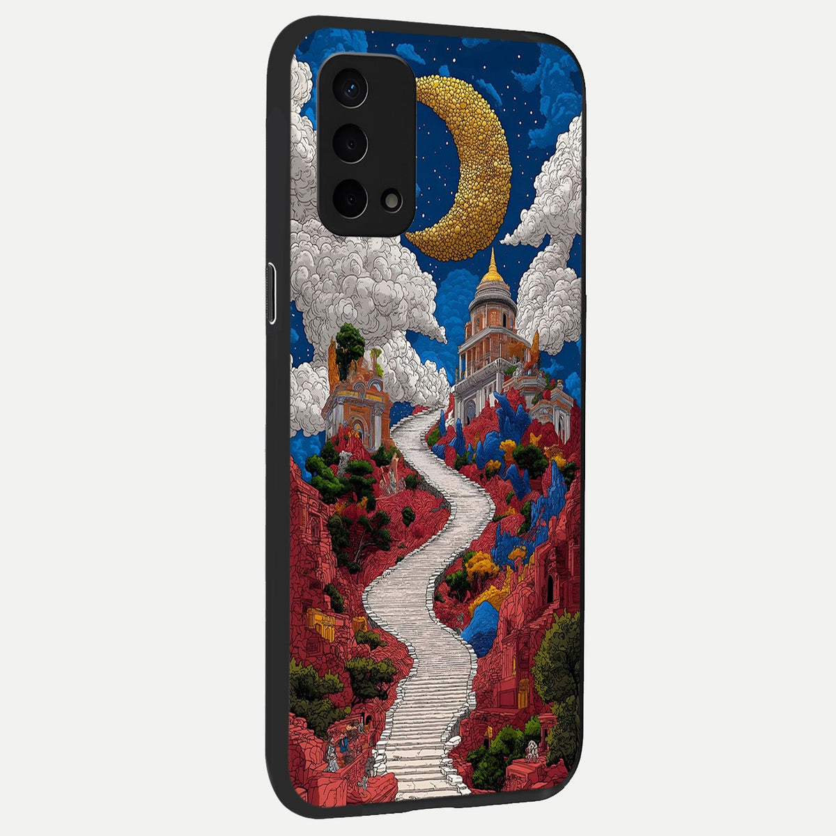  Heavenly Moon Path back cover For Oppo A74 5G slim fit glass case with vibrant aesthetic design