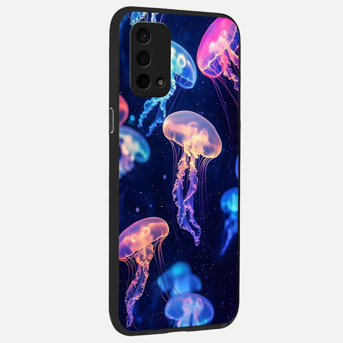  Jellyfish Pattern back cover For Oppo A74 5G slim fit glass case with vibrant aesthetic design