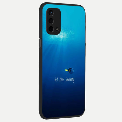  Just Keep Swimming back cover For Oppo A74 5G slim fit glass case with vibrant aesthetic design