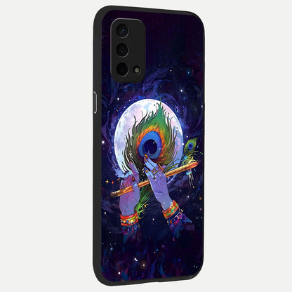  Krishna Hands Art back cover For Oppo A74 5G slim fit glass case with vibrant aesthetic design