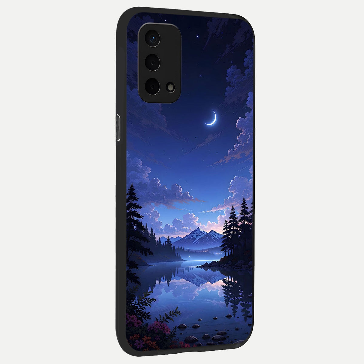  Midnight Lake Peace back cover For Oppo A74 5G slim fit glass case with vibrant aesthetic design