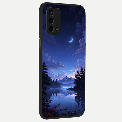  Midnight Lake Peace back cover For Oppo A74 5G slim fit glass case with vibrant aesthetic design