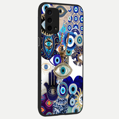  Mystic Charm Eye back cover For Oppo A74 5G slim fit glass case with vibrant aesthetic design