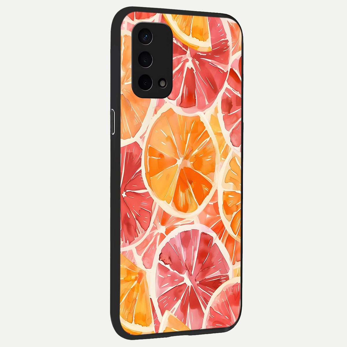  Orange Fruits Pattern back cover For Oppo A74 5G slim fit glass case with vibrant aesthetic design
