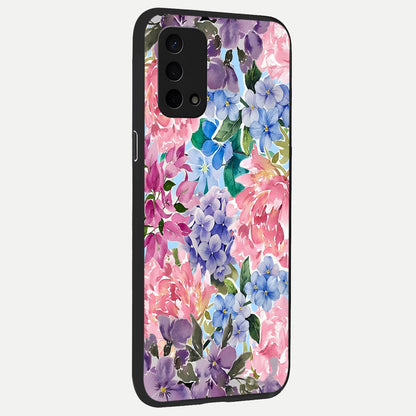  Pastel Floral Mix back cover For Oppo A74 5G slim fit glass case with vibrant aesthetic design