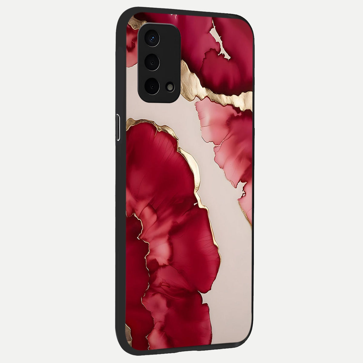  Pink And White Marble back cover For Oppo A74 5G slim fit glass case with vibrant aesthetic design