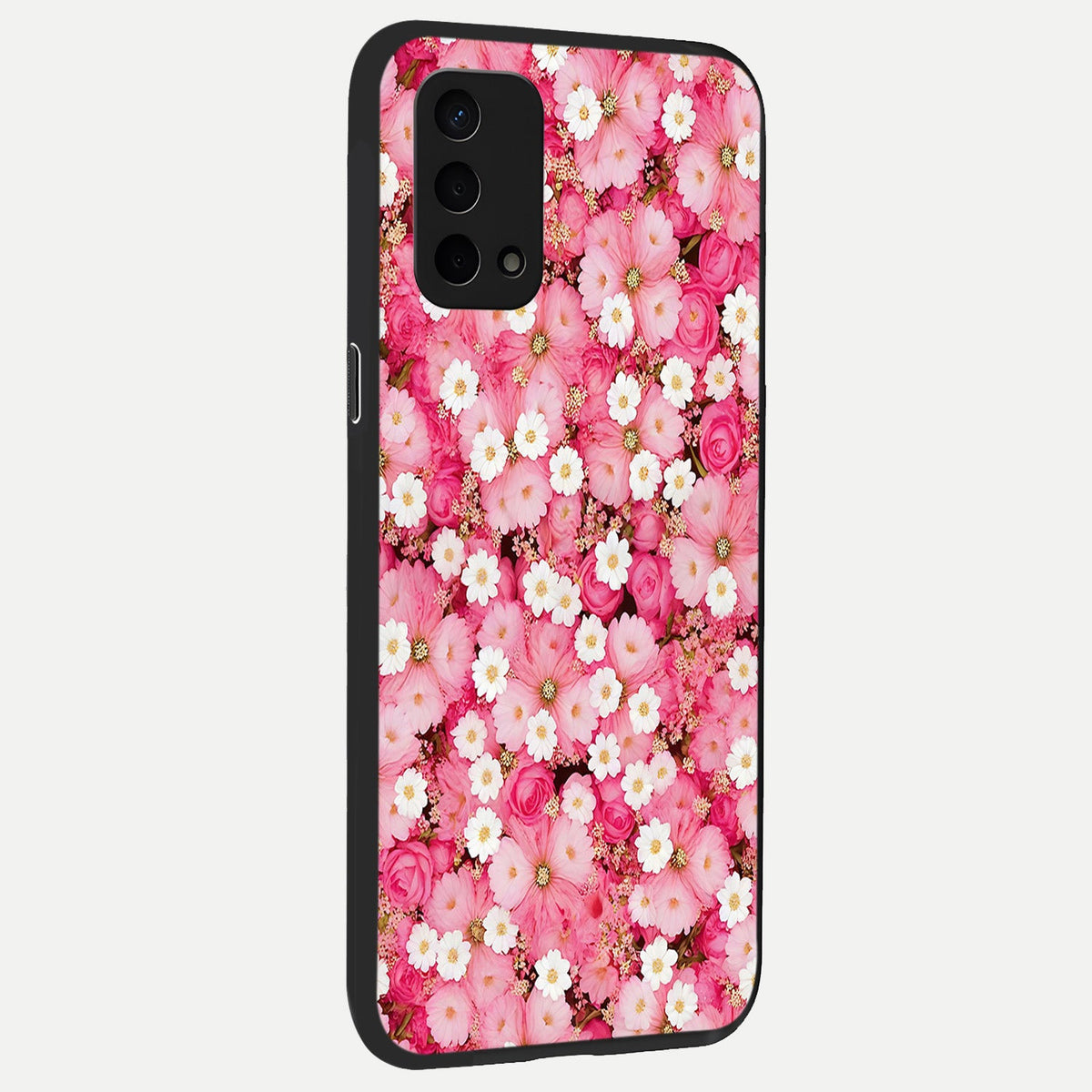  Pink Daisy Bliss back cover For Oppo A74 5G slim fit glass case with vibrant aesthetic design