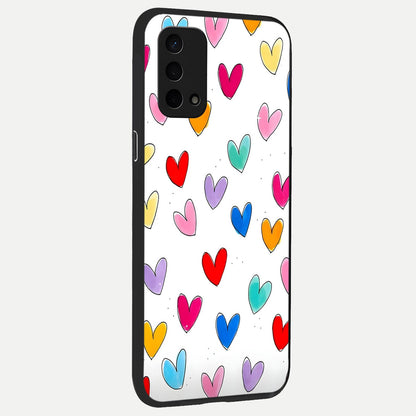  Playful Love Doodles back cover For Oppo A74 5G slim fit glass case with vibrant aesthetic design