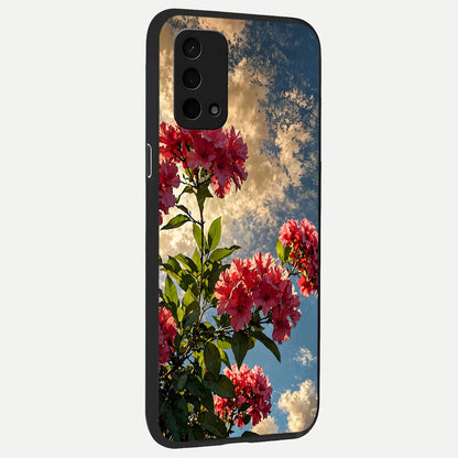  Red Bloom Skies back cover For Oppo A74 5G slim fit glass case with vibrant aesthetic design
