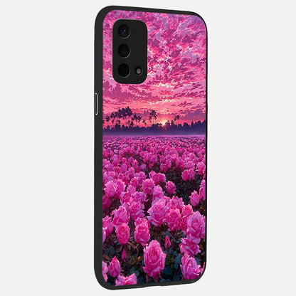  Rose Sunset Valley back cover For Oppo A74 5G slim fit glass case with vibrant aesthetic design