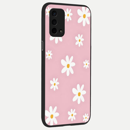  Soft Daisy Bliss back cover For Oppo A74 5G slim fit glass case with vibrant aesthetic design