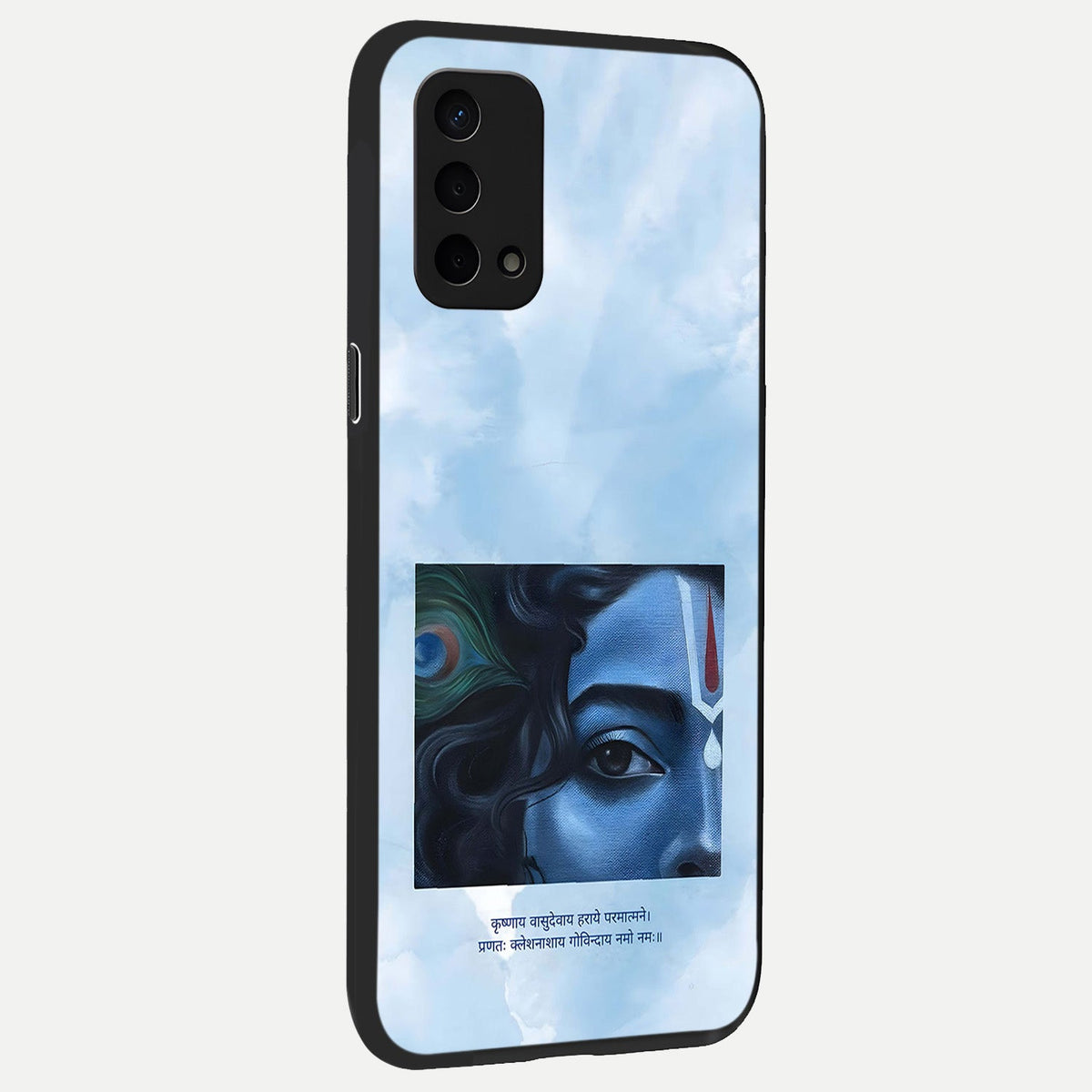  Spiritual Krishna back cover For Oppo A74 5G slim fit glass case with vibrant aesthetic design