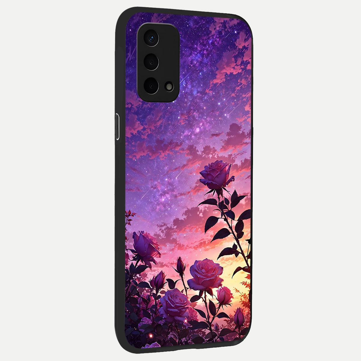  Starlit Rose Twilight back cover For Oppo A74 5G slim fit glass case with vibrant aesthetic design