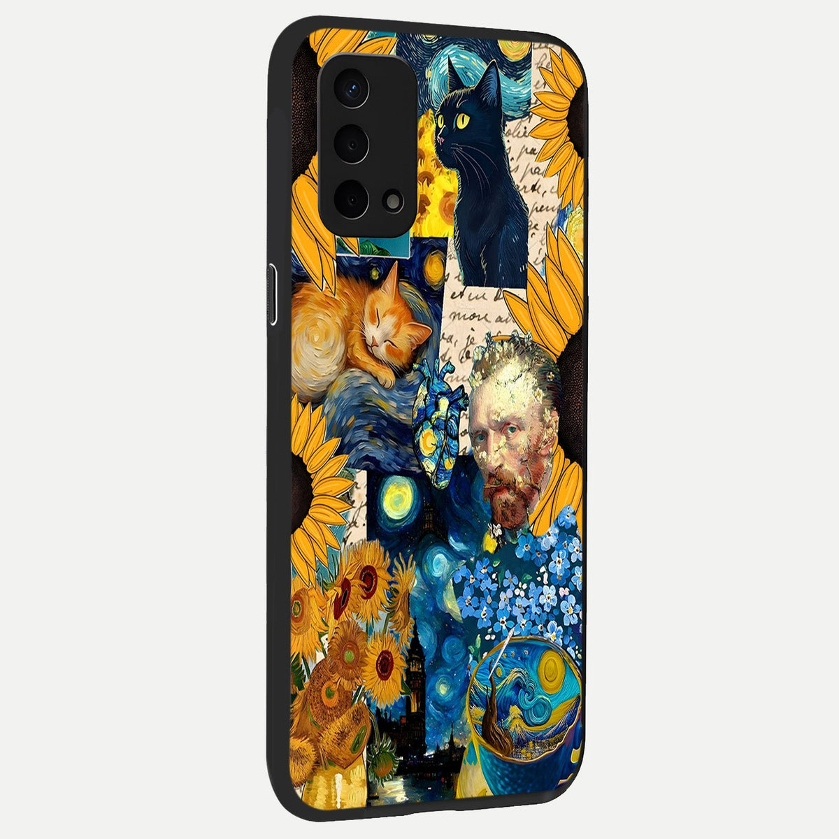  Sunflower Chic Mood Custom Name back cover For Oppo A74 5G slim fit glass case with vibrant aesthetic design