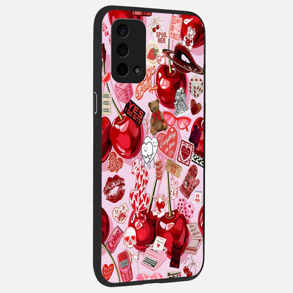 Sweet Cherry Chaos back cover For Oppo A74 5G slim fit glass case with vibrant aesthetic design