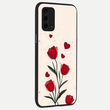  Tulip With Heart back cover For Oppo A74 5G slim fit glass case with vibrant aesthetic design