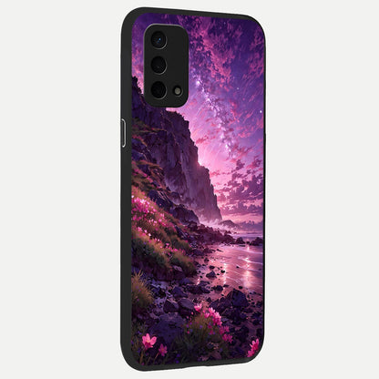  Twilight Blossom Coast back cover For Oppo A74 5G slim fit glass case with vibrant aesthetic design